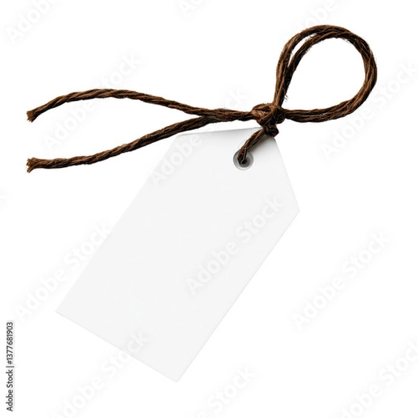 Obraz Blank tag with a string on a black background. transparent background.
