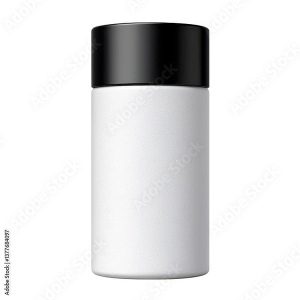 Obraz Silver glitter container with a black lid. transparent background.