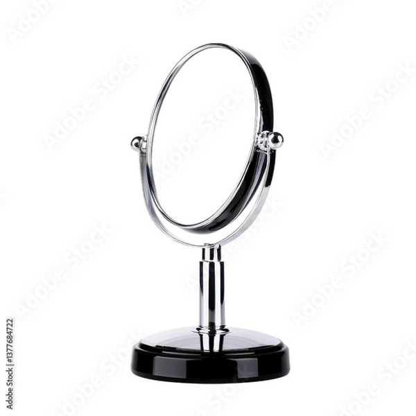 Obraz Silver tabletop mirror with a sleek design transparent background.