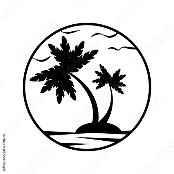 Fototapeta A logo design template with a palm tree image. A shadow.