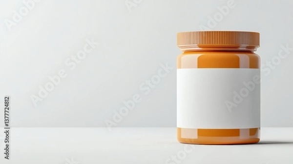 Fototapeta A whey protein supplement with a bold and modern label, isolated on a bright white backdrop,