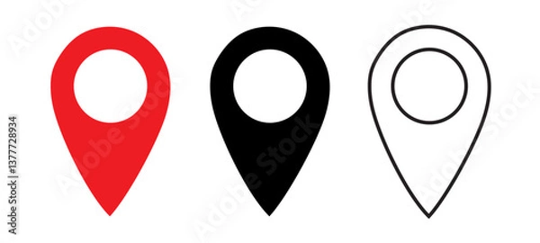 Fototapeta Map pointer pin isolated Vector Illustration.