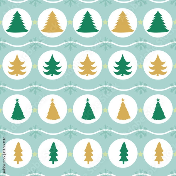 Fototapeta seamless christmas tree pattern background