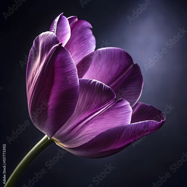 Obraz Close-up of a purple iris and tulip flowers in full bloom showcasing vibrant petals and delicate details of nature
