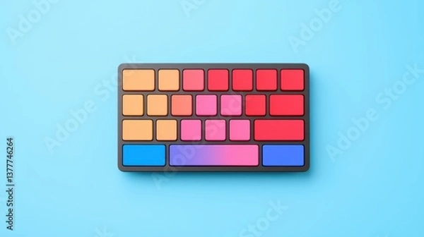 Fototapeta Colorful keyboard design on vibrant blue background