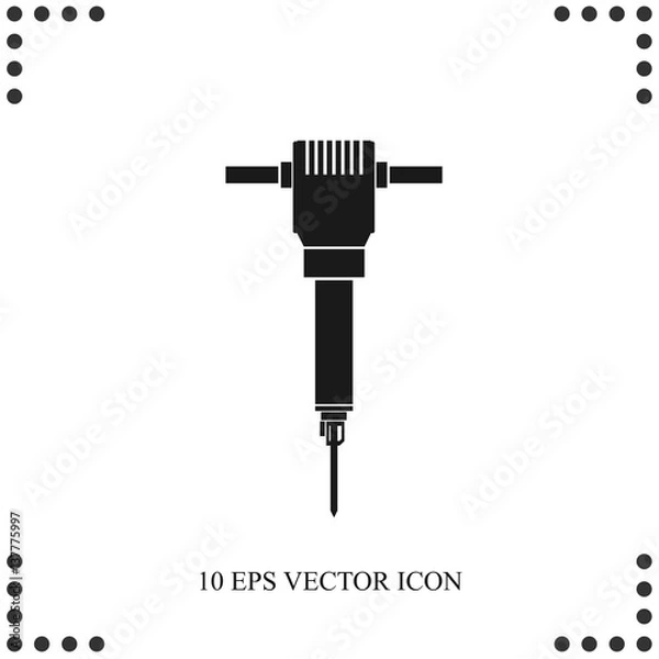 Fototapeta Pneumatic plug ger hammer icon. Professional instrument, working tool. 