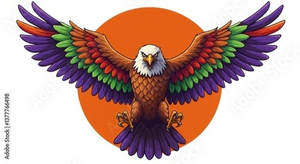 Fototapeta Colorful soaring bird graphic design