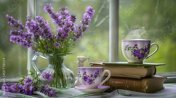 Obraz A beautiful lavender flower bouquet sits on the table