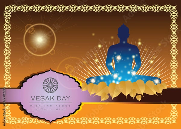 Obraz Abstract of Vesak Day. The Birthday, Enlightenment and Death of Lord Buddha that's one sign of Buddism. Buddhists called The Meditation Day or Jayanti Day. Background and banner concept.