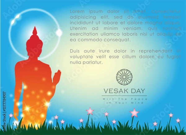 Obraz Abstract of Vesak Day. The Birthday, Enlightenment and Death of Lord Buddha that's one sign of Buddism. Buddhists called The Meditation Day or Jayanti Day. Background and banner concept.