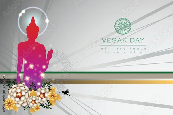 Obraz Abstract of Vesak Day. The Birthday, Enlightenment and Death of Lord Buddha that's one sign of Buddism. Buddhists called The Meditation Day or Jayanti Day. Background and banner concept.