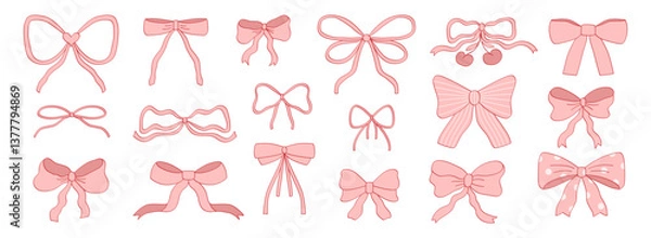 Fototapeta Pink girly vintage bow set