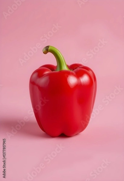 Obraz Fresh red bell peppers on a pink background.