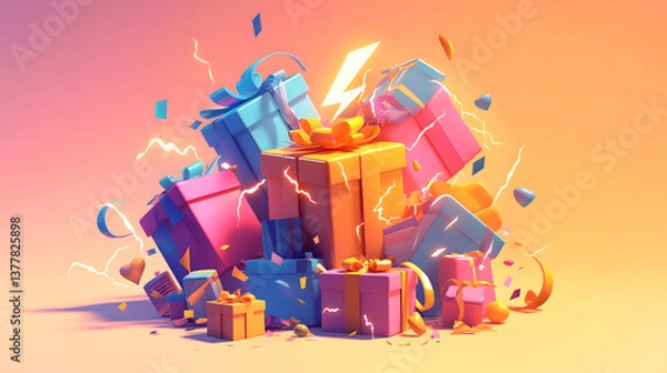 Obraz Exploding Gift Pile of Joy