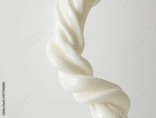 Obraz A close-up shot of a creamy white liquid twisting and turning. This dynamic capture is both elegant and intriguing, with a focus on the unique texture.