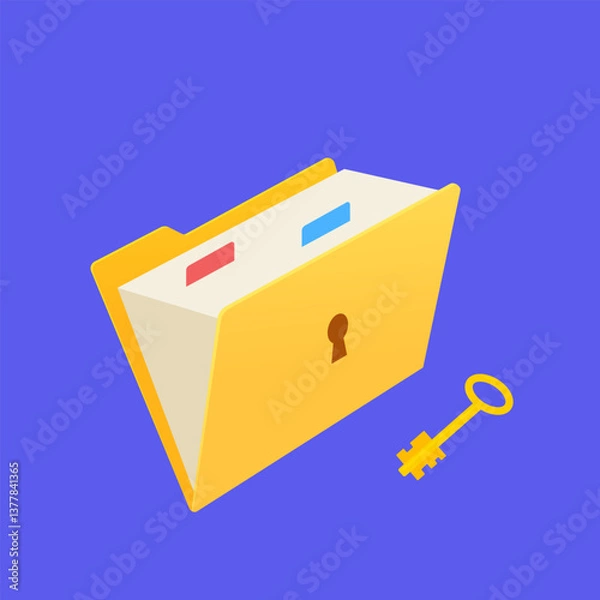 Fototapeta Folder lock icon. Data security and privacy concept. Safe confidential information. Concept for web page. Folder with files protected by password. Concept of Business Security, Data Protection 