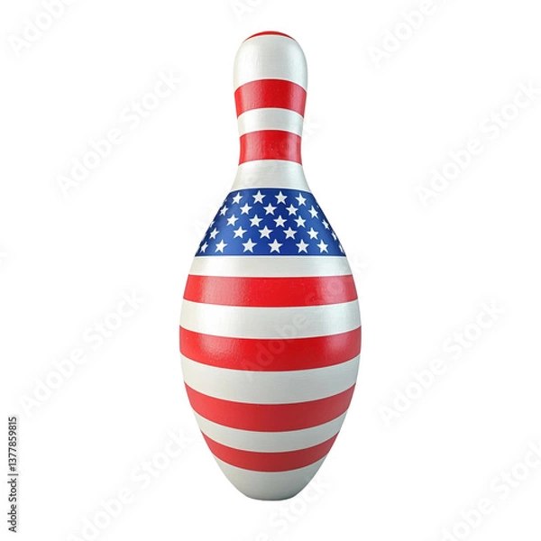 Fototapeta Bowling Pin Designed Like American Flag, Isolated on Transparent Background