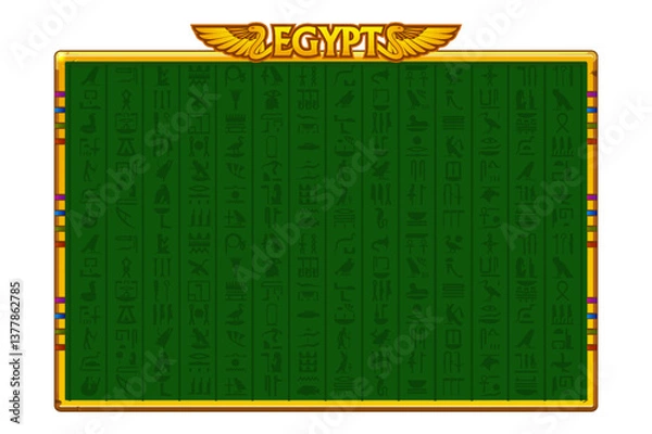 Fototapeta Border in Egyptian themed with symbol snake and Egyptian wings. Background for game, slots and game assets. Egyptian game frame.