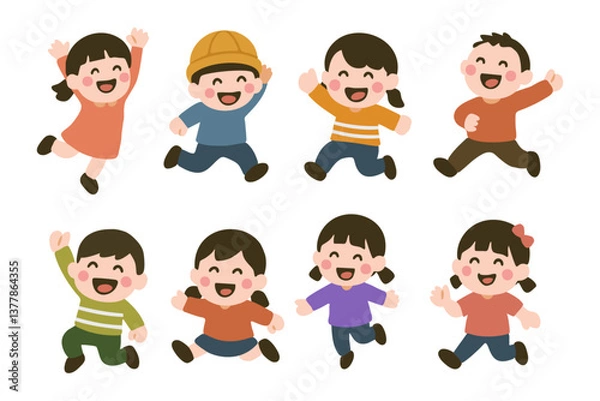 Obraz set of funny cartoon kids