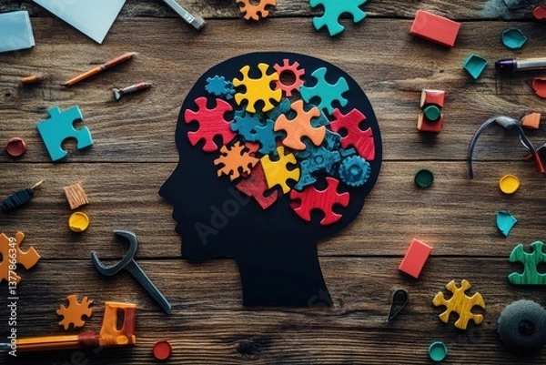 Fototapeta Brain puzzle concept