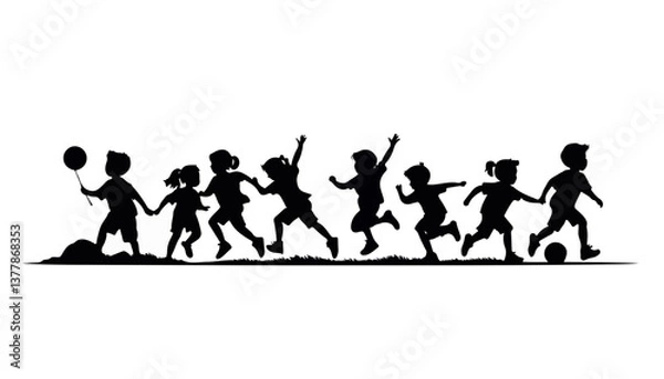 Obraz Group of Kids Running and Having Fun