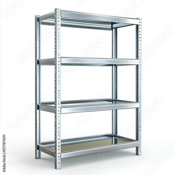 Obraz Versatile Metal Shelving Unit for Efficient Storage, Generative AI.