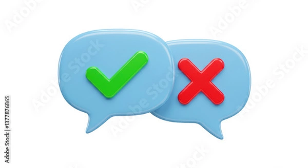 Fototapeta Isolated speech bubbles with check and cross marks