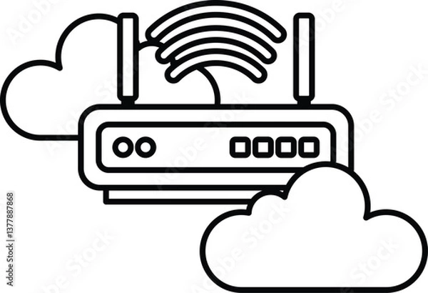 Fototapeta wifi router is shown with a cloud in the background