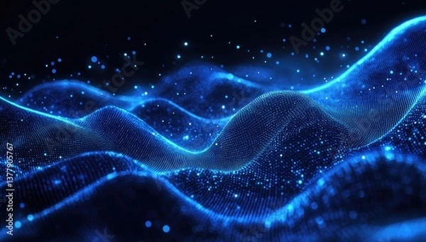 Fototapeta Abstract digital wave pattern of glowing particles