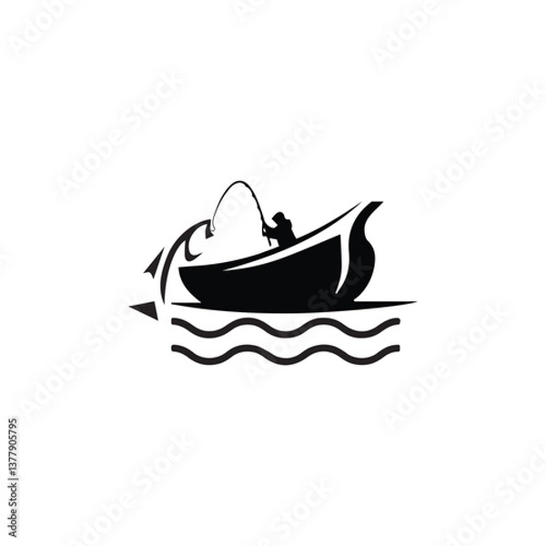 Obraz 
Fishing boat drawing set isolated on white. Unique and fresh Center console boat Great to use as your boat company logo.	