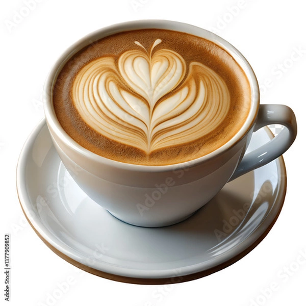 Fototapeta Artistic Latte: A close-up shot of a perfectly crafted latte, the rich coffee canvas showcasing intricate art