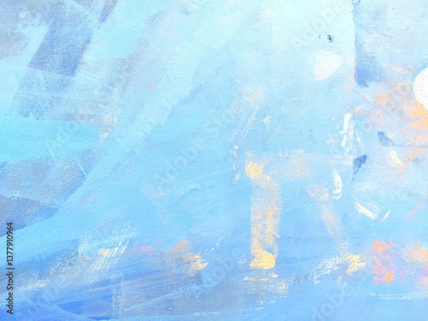 Obraz 爽やかな油彩抽象画 ブルー 背景素材 アート キャンバス デザイン 美しい 夏 冬