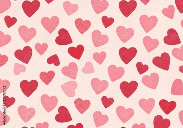 Fototapeta Watercolor Hearts Pattern