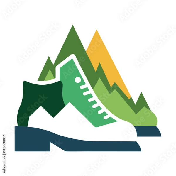 Fototapeta vector illustration of a pair of hiking shoes