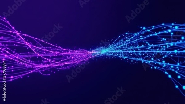 Fototapeta a blue and purple abstract background with lines and dots