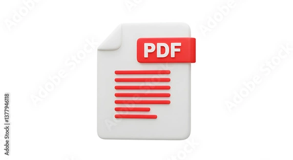 Fototapeta pdf file format icon 3d rendering vector illustration