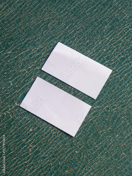 Obraz Plain business card mockup on the peeled leather sofa