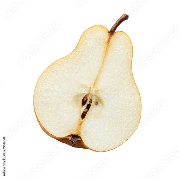 Fototapeta Delicious pear slice isolated on Transparent background highlighting its natural texture and color, Pear slice isolated on PNG background