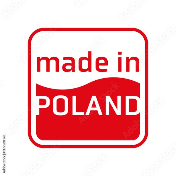 Fototapeta Wyprodukowane w Polsce symbol graficzny, Minimalistyczna grafika Made in Poland, vector ikona