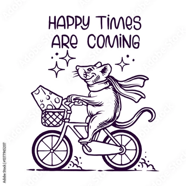 Obraz Mouse on a bicycle with cheese 