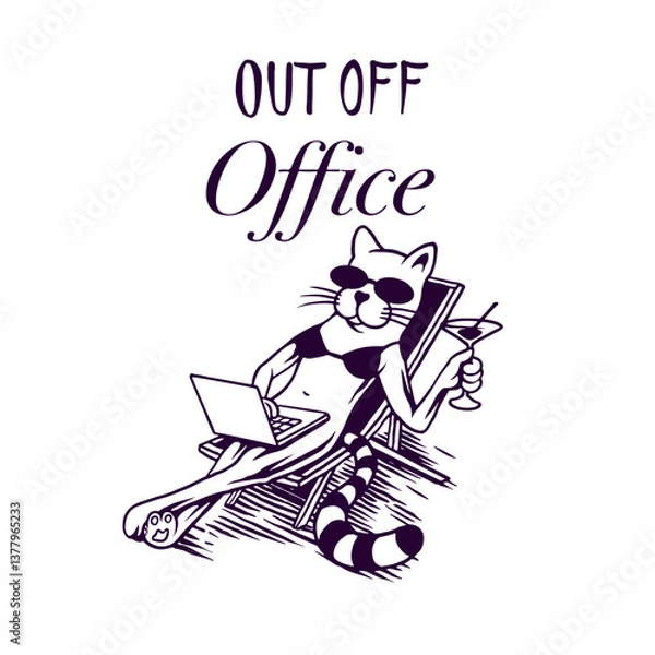 Obraz cat resting on a chair and working 