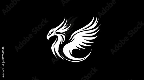 Obraz A Mythical Symbol of Renewal and Power on Black Background