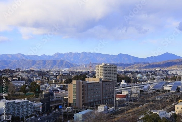 Obraz 小田原城から見た小田原駅の周辺