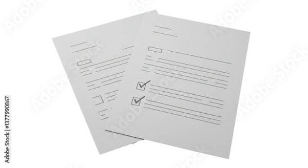 Fototapeta Isolated Paper Documents with Check Marks