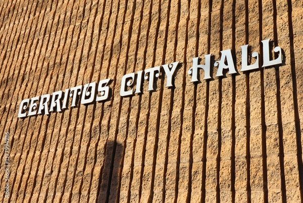 Fototapeta Cerritos, California: Cerritos City Hall located at 18125 Bloomfield Ave, Cerritos, Los Angeles County