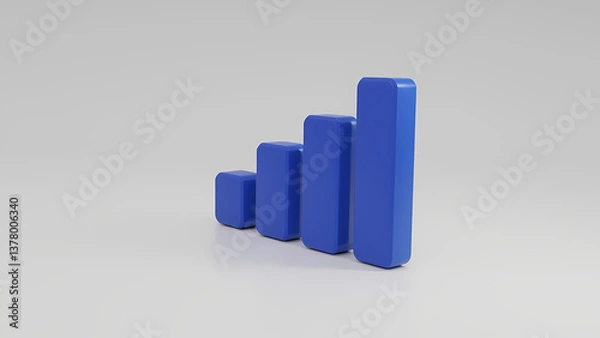 Fototapeta Blue Bar Graph Representing Growth and Progress on Minimalistic Background