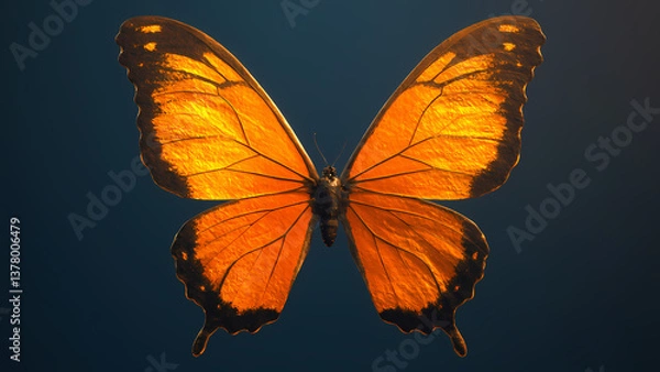 Fototapeta Stunning Orange Butterfly with Delicate Patterns and Wings Spread