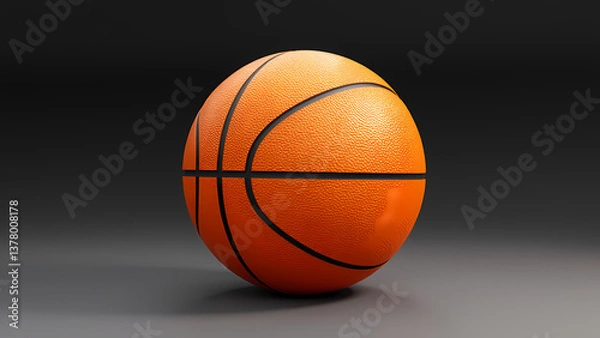 Fototapeta Realistic Orange Basketball with Textured Surface on Dark Background