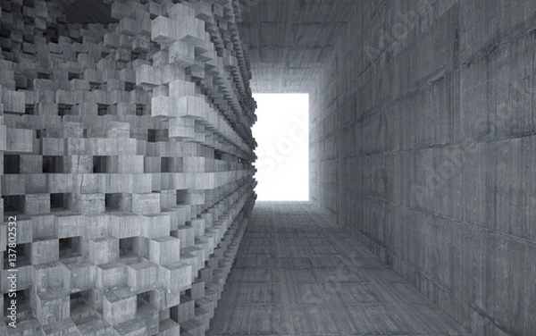 Fototapeta Empty dark abstract concrete room interior. 3D illustration. 3D rendering.