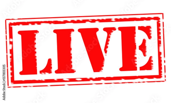 Obraz LIVE Red Stamp Text on white backgroud